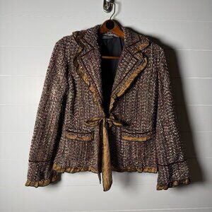 Yak Magik Rayon Silk Blend Lined Tapestry Gold Burgandy ...Sz Small Blazer